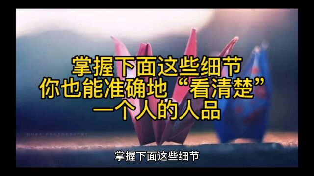 掌握下面这些细节,你也能准确地“看清楚”、一个人的人品