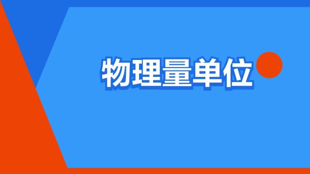 “物理量单位”是什么意思?