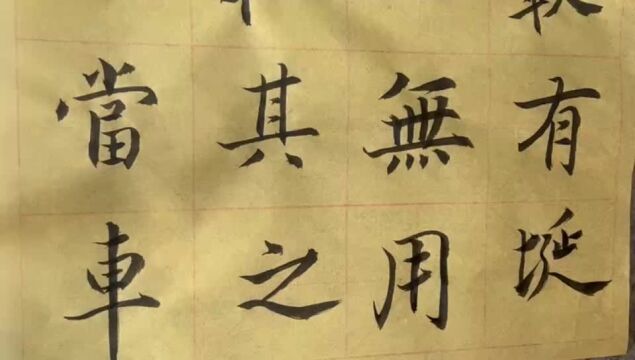 海滩毛笔字天天练习车字的写法