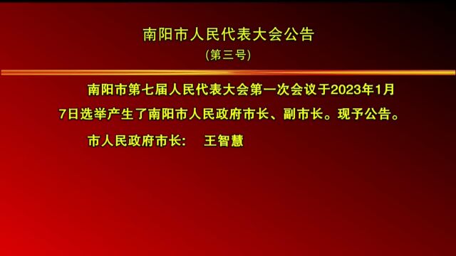 南阳市人民代表大会公告 (第一号到第八号)