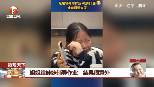 河南漯河:姐姐辅导的作业4题错3题,妹妹崩溃大哭