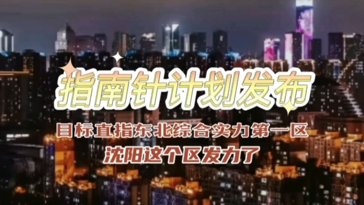 指南针计划发布,目标直指东北综合实力第一区,沈阳这个区发力了