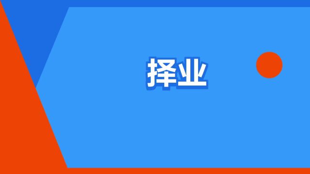 “择业”是什么意思?