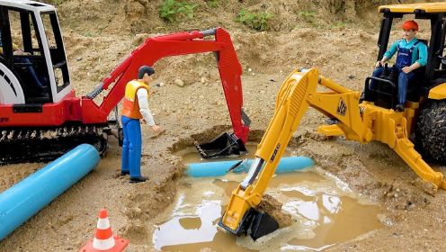 挖掘机和推土机修理管道