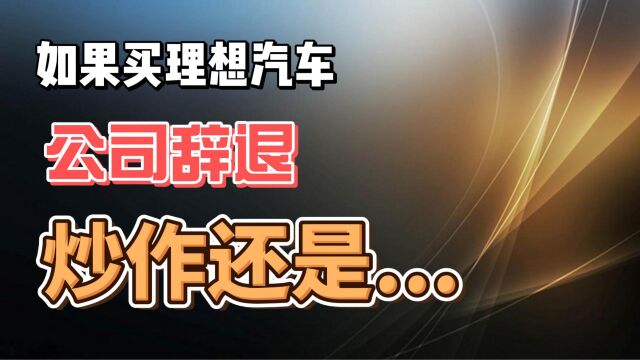 如果买理想汽车 公司辞退 炒作还是另有目的