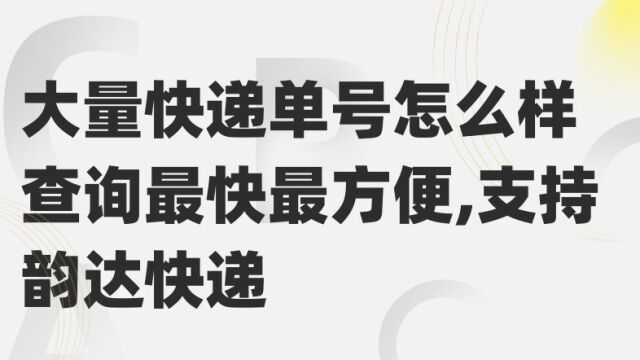 大量快递单号怎么样查询最快最方便,支持韵达快递