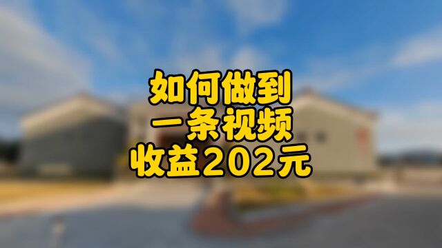 如何做到一条视频收益202