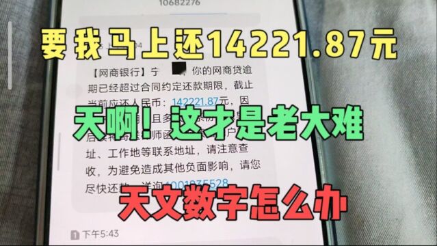 要我马上还14万多?天啊,网商贷逾期,这才是所有贷款中的老大难