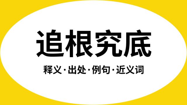 “追根究底”是什么意思?