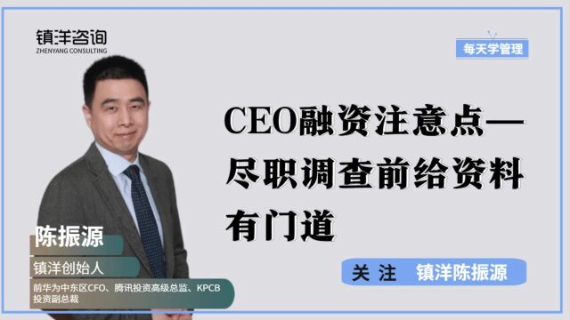 CEO融资注意点—尽职调查前给资料有门道