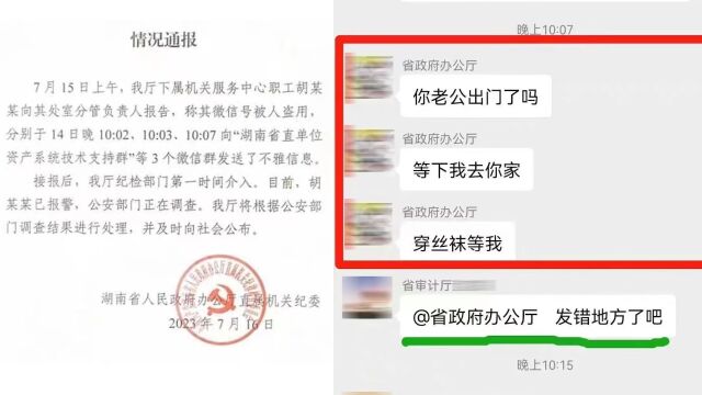 湖南通报微信群不雅信息事件:纪检部门介入,公安正调查