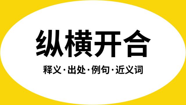 “纵横开合”是什么意思?