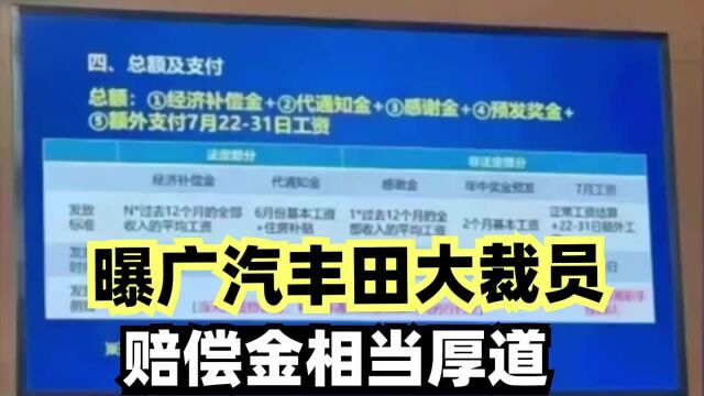 曝广汽丰田大裁员:赔偿金相当厚道!