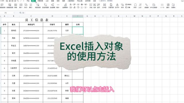 excel插入对象的使用方法