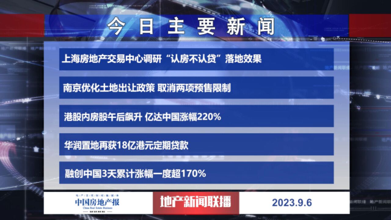 地产新闻联播丨融创中国3天累计涨幅一度超170%