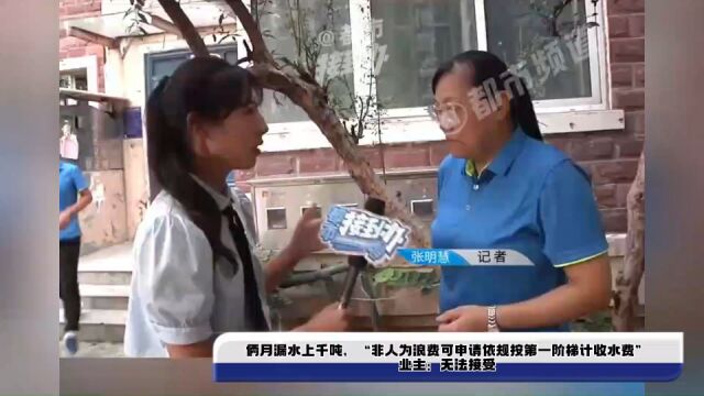 俩月漏水上千吨,“非人为浪费可申请依规按第一阶梯计收水费”,业主:无法接受