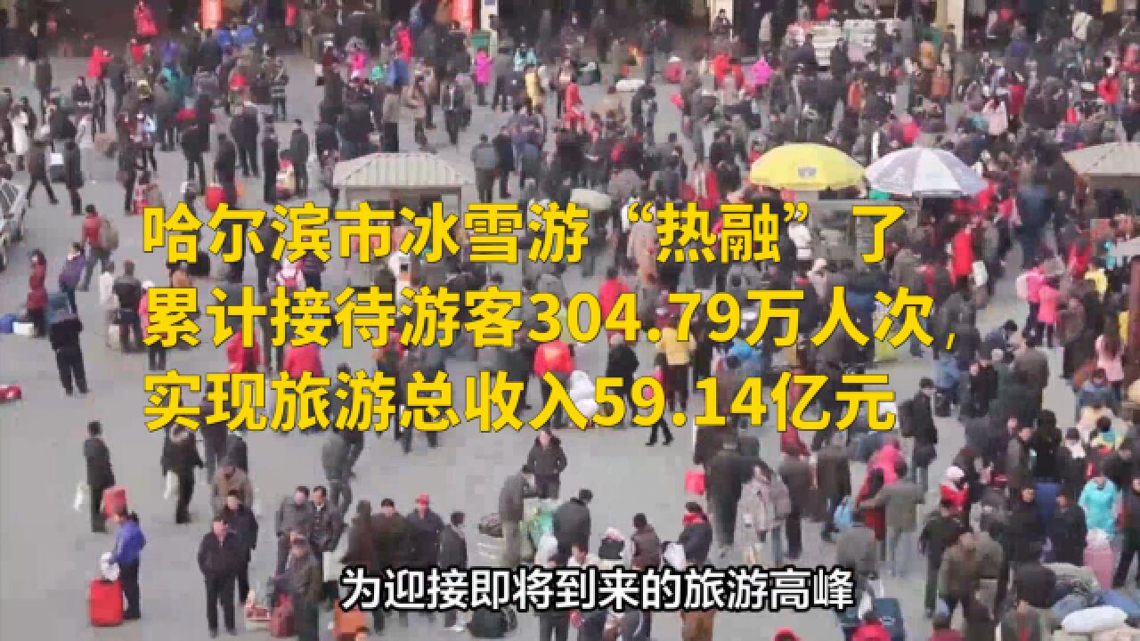 哈尔滨市累计接待游客304.79万人次,实现旅游总收入59.14亿元