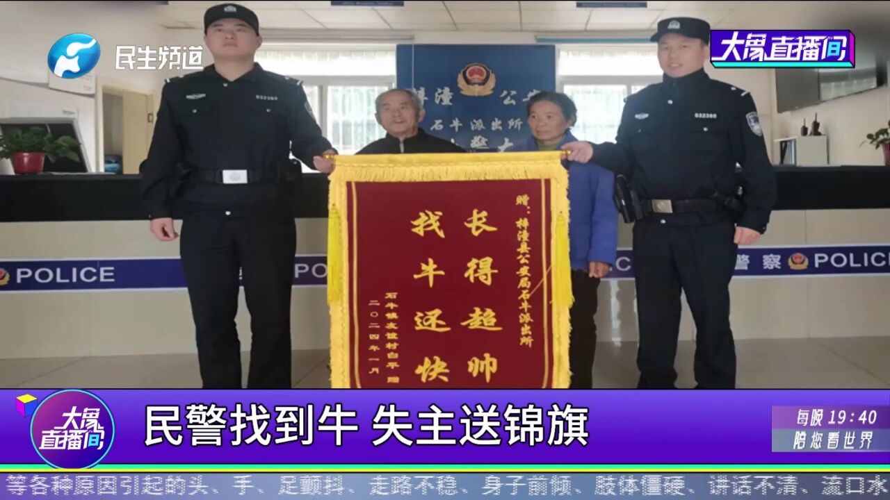 民警找到牛,失主送锦旗