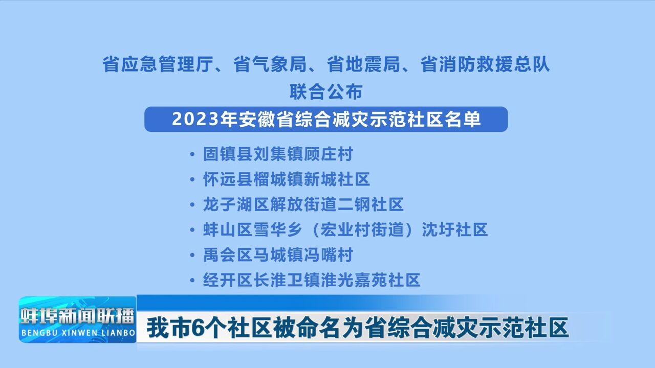 我市6个社区被命名为省综合减灾示范社区