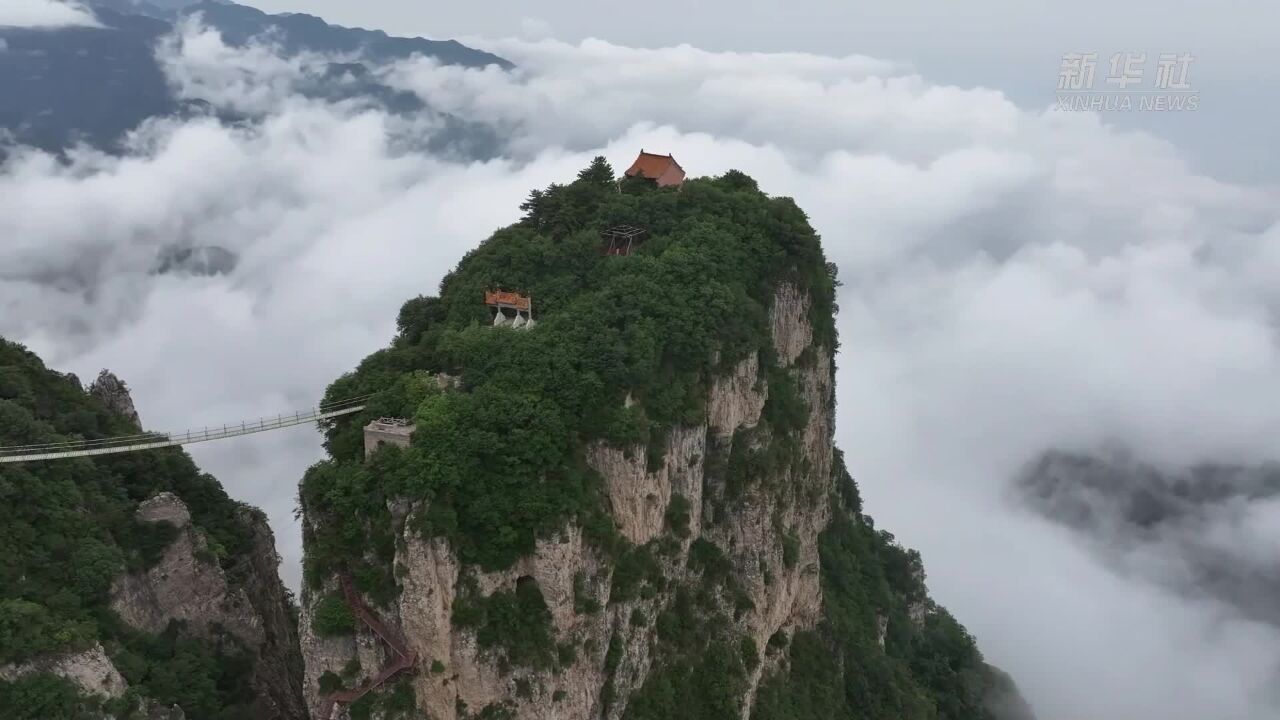 壮美!山西永济五老峰现云海景观