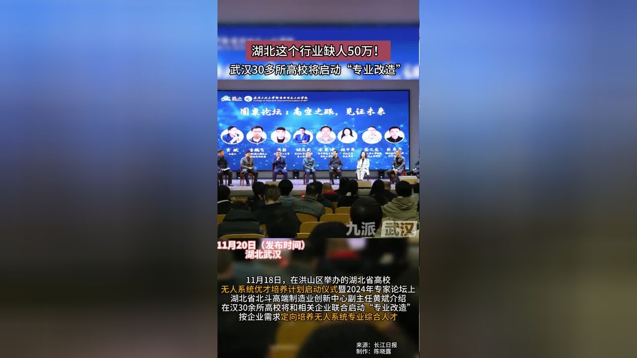 湖北这个行业缺人50万!武汉30多所高校将启动“专业改造”