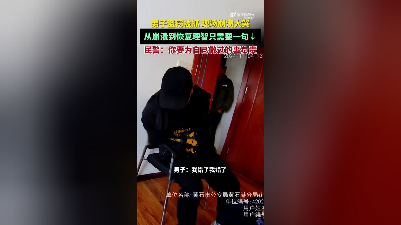 男子盗窃被抓现行竟崩溃大哭