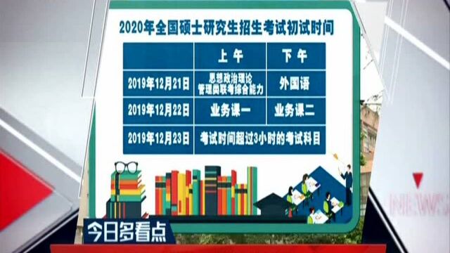 2020年硕士招生:考试时间公布