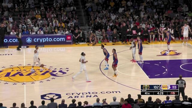 NBA常规赛：掘金vs湖人 第4节英文解说回放