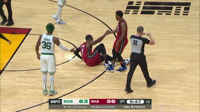 NBA常规赛：凯尔特人vs热火第3节英文解说回放