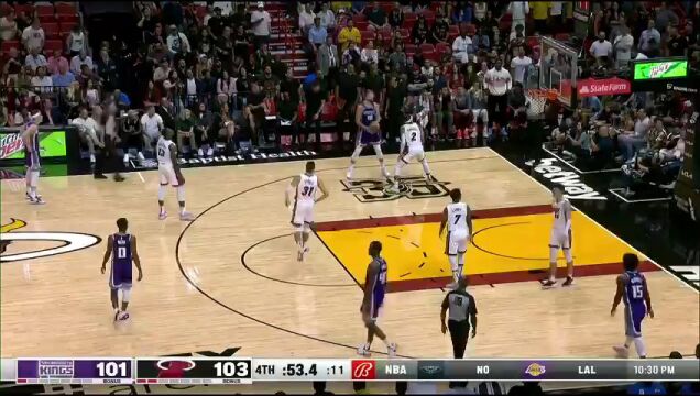 NBA常规赛：国王vs热火第4节英文原声回放