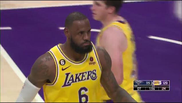 NBA常规赛：鹈鹕vs湖人加时赛英文原声回放