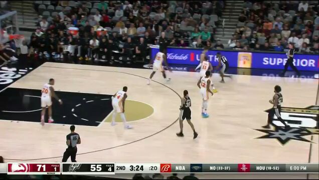 NBA常规赛：老鹰vs马刺英文原声全场回放