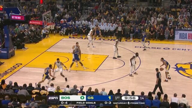 NBA常规赛：凯尔特人vs勇士第1节英文原声回放