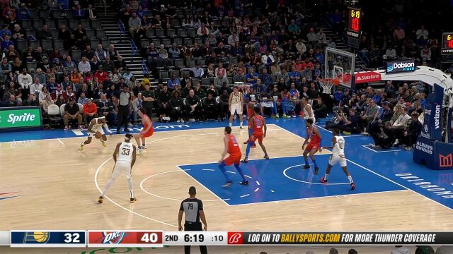 步行者vs雷霆精华回放 雷霆三人得分20+大胜步行者