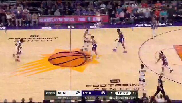 NBA常规赛：森林狼vs太阳第1节中文解说回放