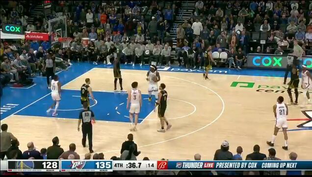 NBA常规赛：勇士vs雷霆第4节英文原声回放
