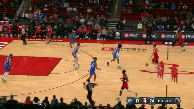 NBA常规赛：雷霆vs火箭第1节英文原声回放
