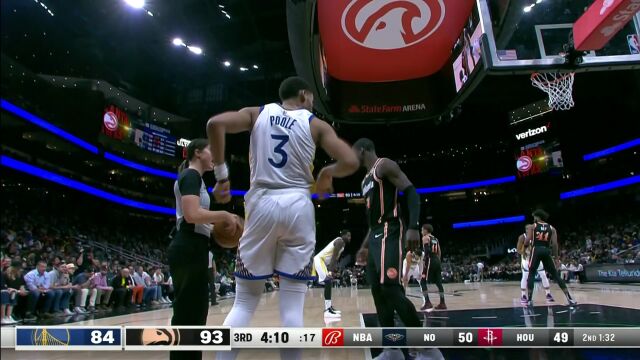 NBA常规赛：勇士vs老鹰第3节英文原声回放