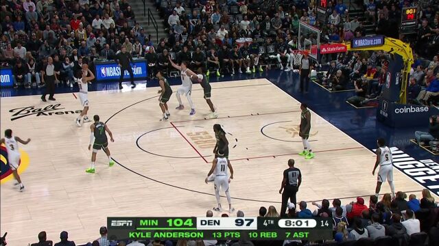 NBA常规赛：森林狼vs掘金第4节中文解说回放