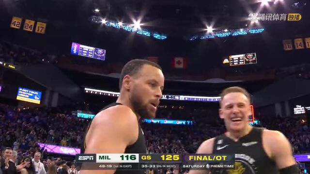 雄鹿116-125勇士 库里关键时刻神兵天降带队取胜