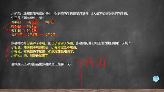 智力推理 小明和小强是张老师的学生,张老师的生日是某月某日