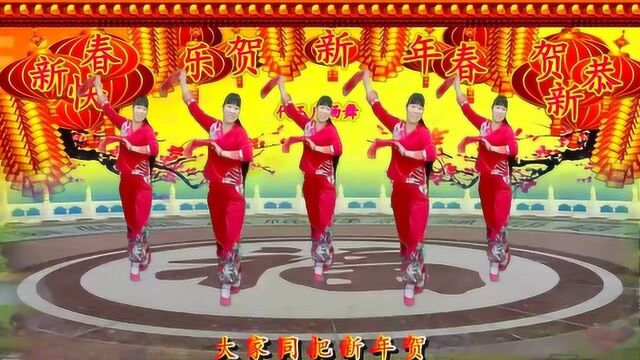 代玉广场舞《敲锣打鼓迎新年》非常喜庆的歌曲,祝你新年快乐,附教学