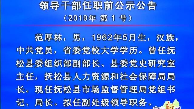 白山市拟提拔县 处 级领导干部任职前公示公告