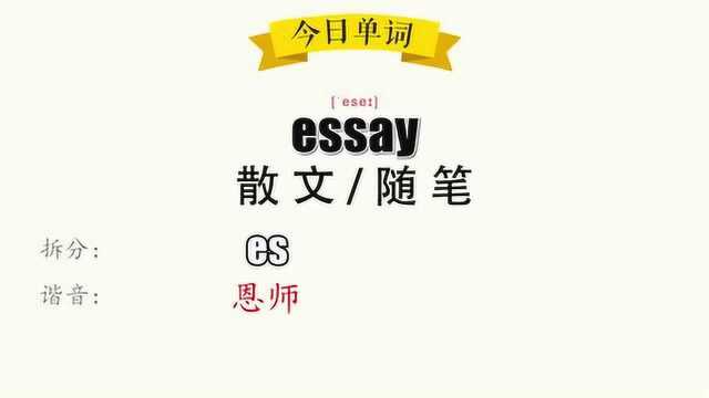 超级记忆之单词记忆 essay.散文