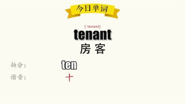 超级记忆之单词记忆 tenant.房客