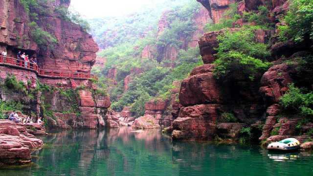 北方岩溶地貌的地质奇观 云台山景观红石峡 奇山秀水 外旷内幽