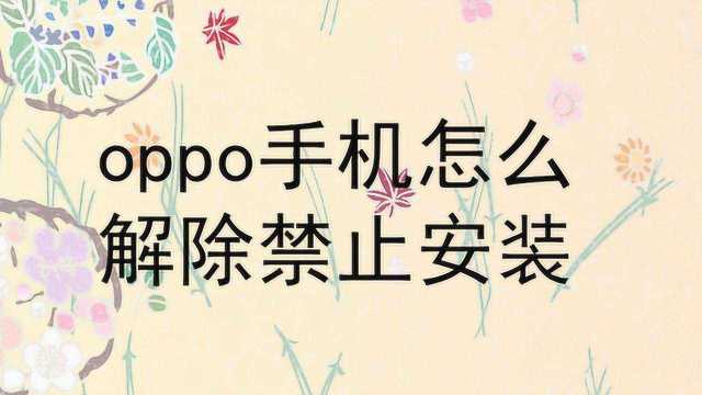 oppo手机怎么解除禁止安装?