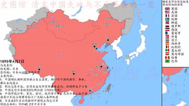 牢记历史,勿忘国耻,清末中国失地与不平等条约一览