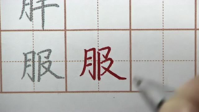 这次终于学会了,原来之前都写错了,硬笔书法练字之服字汉字字帖