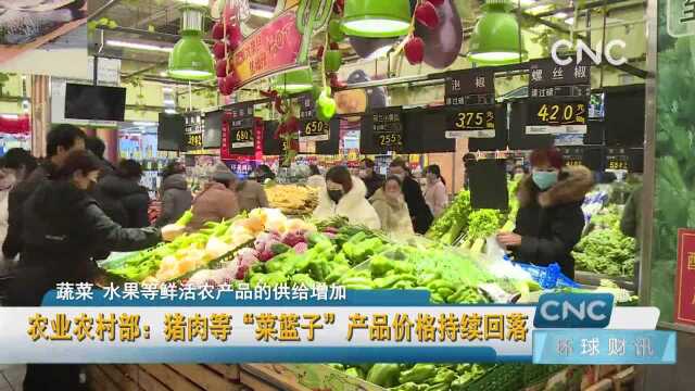 农业农村部:猪肉等“菜篮子”产品价格持续回落